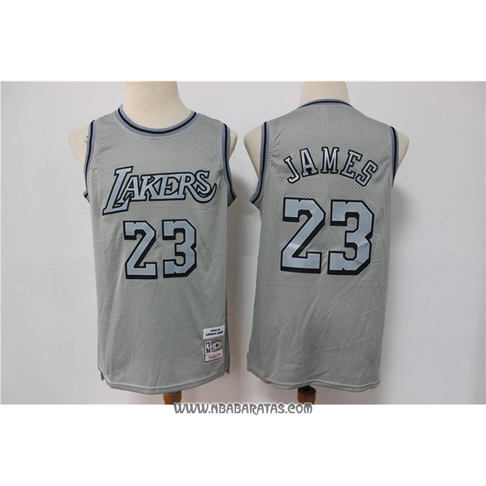 Camiseta Los Angeles Lakers Lebron James #23 Mitchell & Ness 1996-97 Gris